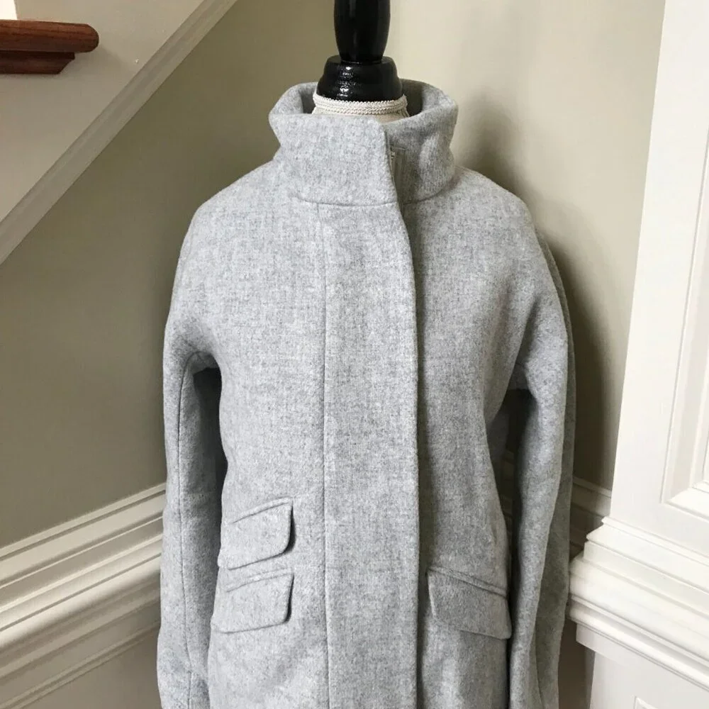 NWOT JCREW Cocoon Coat Jacket Womens 2 Gray Italian Stadium Cloth Wool J5536 NEW